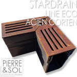 Caniveau �troit 6, 5 cm grille acier corten - stardrain line eco - �l�ment d'angle