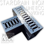 Caniveau �troit 6, 5 cm grille inox style - stardrain - line eco - inox viking �l�ment en t