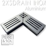 Caniveau inox hauteur 2 cm - 2xsdrain easy grille aluminium - line eco - �l�ment d'angle