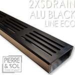 Caniveau inox hauteur 2 cm - 2xsdrain easy grille aluminium noire - line eco - caniveau de 100 cm