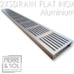 Caniveau inox large hauteur 2 cm - 2xsdrainflat easy grille aluminium - line eco - pi�ce en t