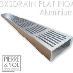 Caniveau inox large hauteur 3, 5 cm - 3xsdrainflat grille aluminium - line eco - caniveau de 100 cm