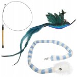 Canne � p�che pour chat, 2 jouets interchangeables, clochette et plumes pour queue de colibri, ensemble ...