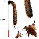 Canne � p�che pour chat avec fourrure et plumes, jouet durable et solide 62 cm