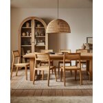 Canop�e - lot de 2 chaises salle � manger en bois de teck massif et rotin