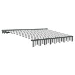 Canop�e store banne manuel gris et blanc semi coffre 3 x 2. 5m ? store r�tractable pour terrasse, balcon ...