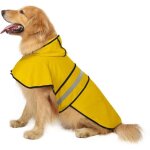 Cape de pluie lisse � capuche pour chien - jaune