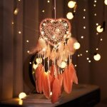 Capteur de r�ves en plumes, attrape r�ve lumineux fait main mobiles attrape - r�ves r�tro romantique ...
