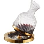Carafe � d�canter pour vin rouge, a�rateur de vin, verre cristal �pais, base dor�e, rotation � 360�, ...