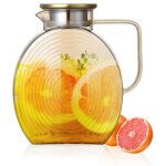 [jamais utilis�] carafe � eau en verre borosilicate de 2, 5 litres avec couvercle, carafe en verre avec ...