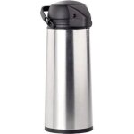 Carafe isotherme � pompe - rosenstein & sohne - 1, 9 l - gris - acier inoxydable, verre renforc�, plastique ...