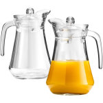 Carafe en verre avec anse et couvercle, lot de 2, 2 x 1, 4 l
