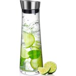 Carafe en verre, carafe en verre anti - carafe en verre de 1 litre avec couvercle  clapet en acier inoxydable ...