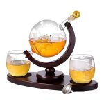Jusch - carafe  whisky, verre / bois, 900 ml, marron / transparent