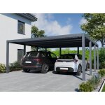 Direct abris - carport aluminium carlton 570 x 550 cm - 2 voitures - 31, 35m2 - gris anthracite