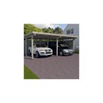 Carport double toit en pvc 603x512x233 cm en pin trait autoclave