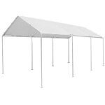 Carport d'ext�rieur avec toit pour voiture, box de stationnement blanc 3x6 m