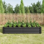 Carr� potager acier - toit anthracite antirouille - stable sans fond - id�al l�gumes et fleurs - 180x90x30(cm) ...