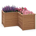 Relax4life - carr� potager en bois de sapin avec base ouverte, jardini�re sur�lev�e en forme de l pour ...