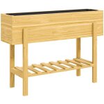 Carr� potager en bois sur�lev� avec �tag�re et bac int�gr� - r�sistant aux intemp�ries - 100x30x70, 5cm ...