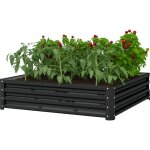 Carr� potager de jardin acier galvanis�e 120 x 120 x 30 cm gris