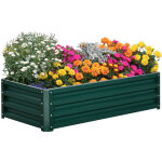 Carr� potager de jardin rectangulaire t�le d'acier ondul�e 120 x 60 x 30 cm vert fonc�