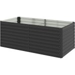 Carr� potager jardini�re dim. 160l x 80l x 60h cm t�le d'acier ondul�e anthracite