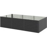 Carr potager jardinire dim. 240l x 120l x 60h cm tle d'acier ondule anthracite