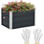 Carr� potager lit de jardin sur�lev� en acier galvanis� fond ouvert conception extra profonde 66 x 47 ...