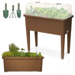 Carr� potager sur pied plastique marron avec couvercle 76x 66x37cm jardini�re sur�lev�e