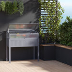Carr� potager sur�lev� 2 - en - 1 en bois avec mini - serre polycarbonate gris 120x54x112 / 122 cm