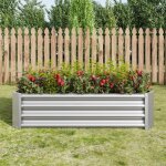 Carr potager surlev, jardinire surleve en mtal, 120x61x30 cm, en tle d'acier ondule, sans fond, ...