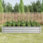Carr� potager sur�lev�, jardini�re sur�lev�e en m�tal, 180x90x30 cm, en t�le d'acier ondul�e, sans fond, ...