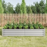 Carr potager surlev, jardinire surleve en mtal, 180x90x30 cm, en tle d'acier ondule, sans fond, ...
