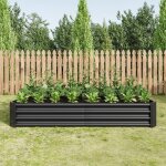 Carr� potager sur�lev�, jardini�re sur�lev�e en m�tal, 180x90x30 cm, en t�le d'acier ondul�e, sans fond, ...