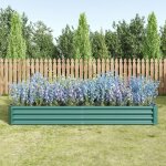 Carr� potager sur�lev�, jardini�re sur�lev�e en m�tal, 232x113x30 cm, en t�le d'acier ondul�e, sans fond, ...