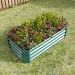 Carr� potager sur�lev� en m�tal galvanis� 120x61x30 cm sans fond, acier 0, 6 mm, bac � plantes vert