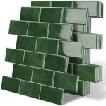 Carreaux adh�sifs �pais, carreaux muraux auto adh�sifs, cr�dence de cuisine style m�tro, vert, 10 feuilles ...