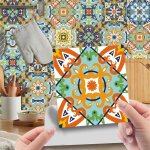 Carrelage adh�sif 10x10cm vert orange credence adhesive pour cuisine brique, 24 pcs stickers muraux salle ...