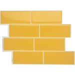 Carrelage adh�sif mural x4 29. 36x21. 29cm ? sticker d�coratif salle de bain et cuisine ? couleur jaune ...