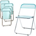 [en. casa] - lot de 4 chaises pliantes pornainen 74 x 46 x 47 cm bleu clair transparent