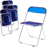 [en. casa] - lot de 4 chaises pliantes pornainen 74 x 46 x 47 cm bleu fonc