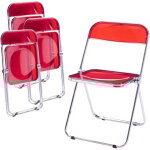 [en. casa] - lot de 4 chaises pliantes pornainen 74 x 46 x 47 cm rouge