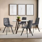 [en. casa] - lot de 4 chaises de salle � manger lexnitz gris fonc� noir