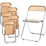 [en. casa] - lot de 6 chaises pliantes pornainen 74 x 46 x 47 cm orange transparent