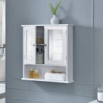 [en. casa] - armoire de salle de bain vintage avec miroir mdf blanc laqu