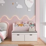 [en. casa] - banc pour enfant vestnes avec �tag�re 100 x 45 x 70 cm rose blanc