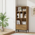 [en. casa] - biblioth�que kistiandi 137 x 60 x 35 cm effet ch�ne fonc�