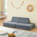 [en. casa] - canap de jeu de 5 pices norhulta velours ctel 150 x 66 x 46 cm gris