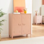 [en. casa] - casier de bureau mtallique orip  2 portes 90 x 80 x 33 cm marron clair mat